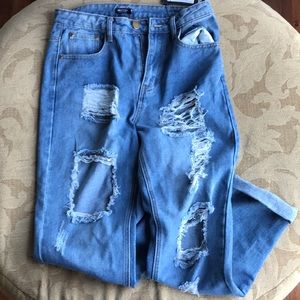 Nasty Gal ripped high waisted mom jeans